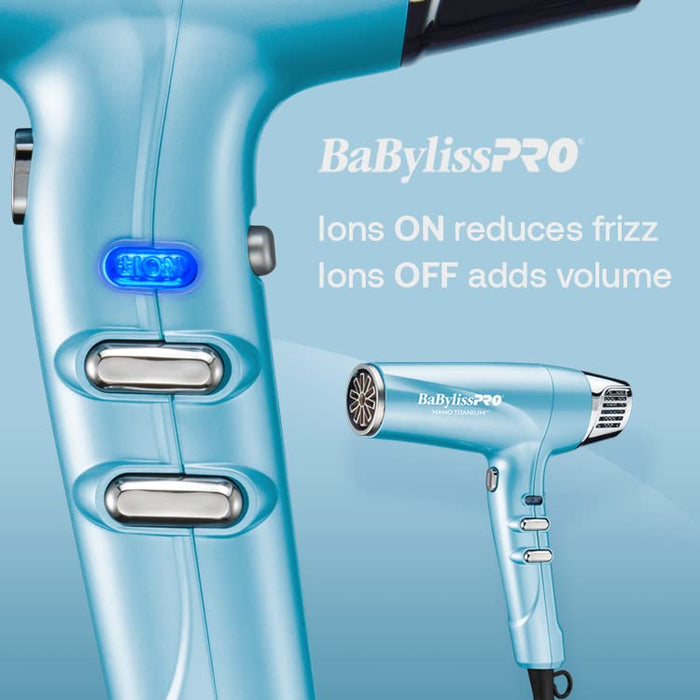 Sèche-cheveux BabylissPRO Nano Titanium, sèche-cheveux professionnel de 1875 watts, technologie ionique sèche les cheveux plus rapidement avec moins de frisottis