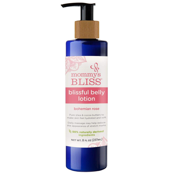 Lotion pour le ventre Mommy's Bliss : pour une peau hydratée, résiliente et élastique pendant la grossesse, réduisez l'apparence des vergetures avec le parfum de rose de Bohême au beurre de cacao