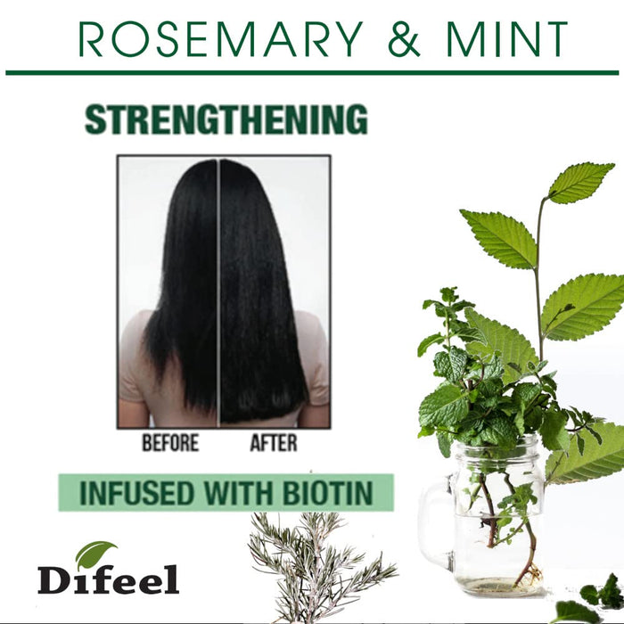 Aceite capilar premium de romero y menta con biotina de Difeel | Aceite de romero natural para el crecimiento del cabello y biotina