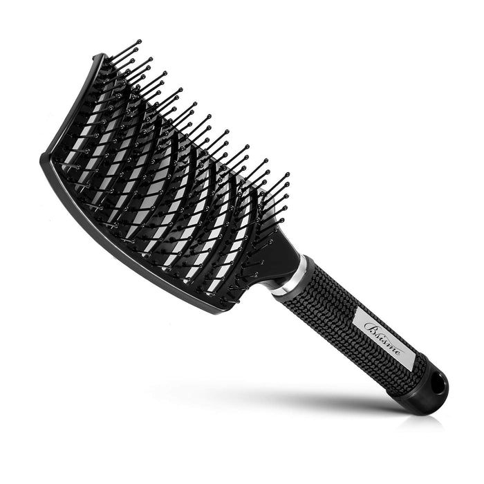 Brosse à cheveux, brosse professionnelle incurvée ventilée pour un séchage plus rapide pour femmes, hommes, brosse démêlante à palette pour cheveux humides, secs, bouclés, épais et raides