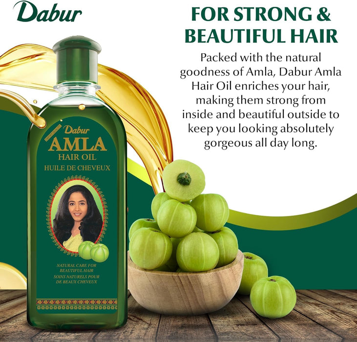 Aceite capilar Dabur Amla: aceite indio nutritivo para hombres y mujeres, para un cabello y un cuero cabelludo saludables e hidratados