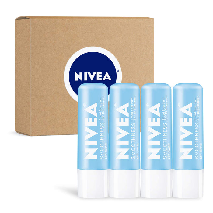 Soin des lèvres NIVEA Smoothness SPF 15 | Baume à lèvres SPF Stick | Lot de 4