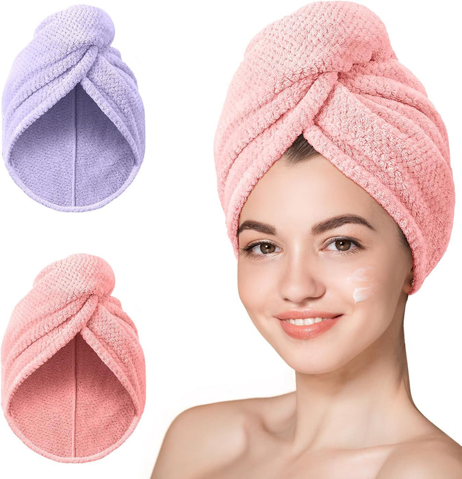 Serviettes pour cheveux en microfibre Hicober, 3 paquets de turbans pour cheveux mouillés, serviettes de séchage pour cheveux bouclés pour femmes, anti-frisottis