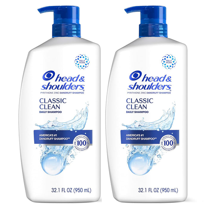 Champú anticaspa Head &amp; Shoulders Classic Clean, paquete doble, uso diario anticaspa, sin parabenos, respetuoso con el color