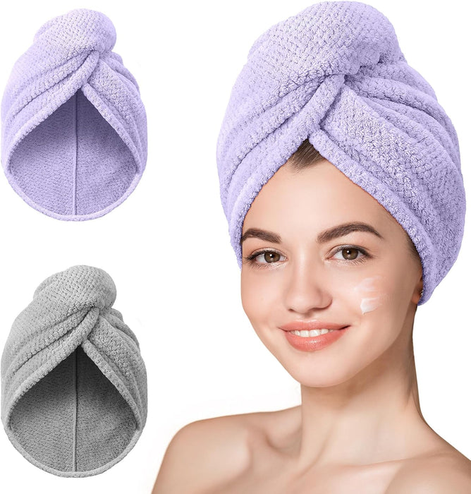 Serviettes pour cheveux en microfibre Hicober, 3 paquets de turbans pour cheveux mouillés, serviettes de séchage pour cheveux bouclés pour femmes, anti-frisottis