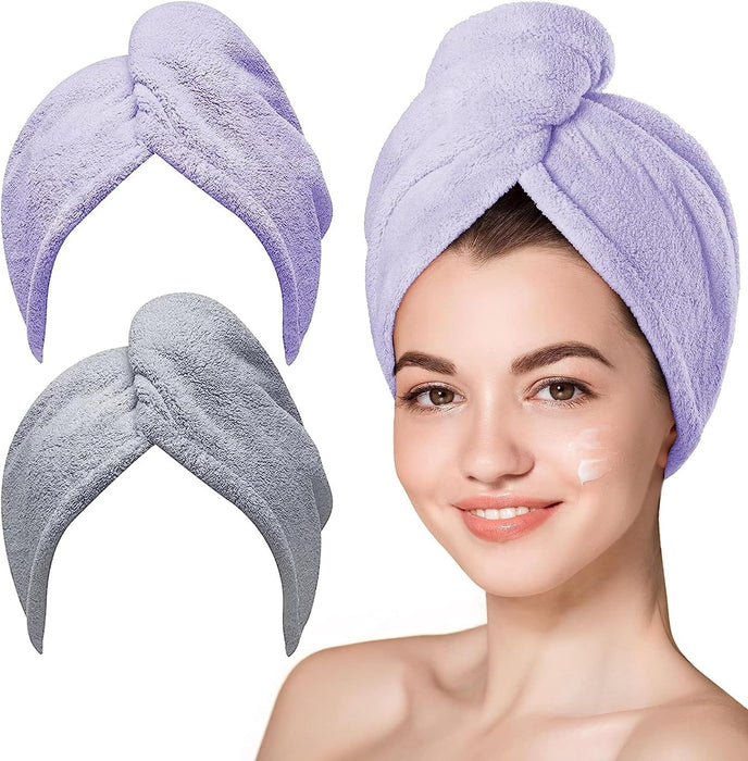 Serviettes pour cheveux en microfibre Hicober, 3 paquets de turbans pour cheveux mouillés, serviettes de séchage pour cheveux bouclés pour femmes, anti-frisottis