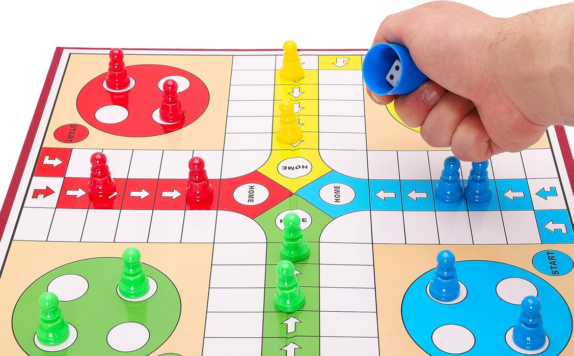 Jeu de Ludo Toyland® 20 pièces avec plateau pliable et boîte de rangement - Jeux de société familiaux traditionnels - 3 ans et plus