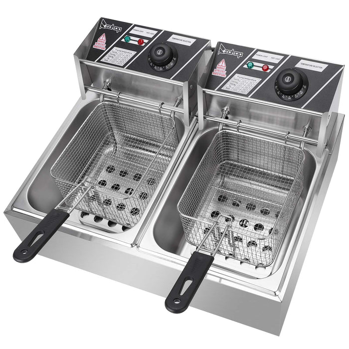 Electric Deep Fryers with Basket Electric Countertop Fryer for Restaurant with 2 Frying...